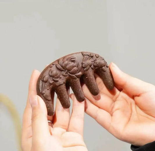 祥云福双面雕按摩合香梳