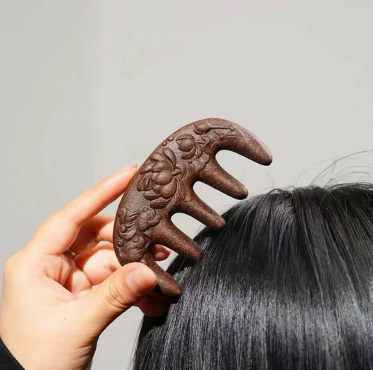 祥云福双面雕按摩合香梳